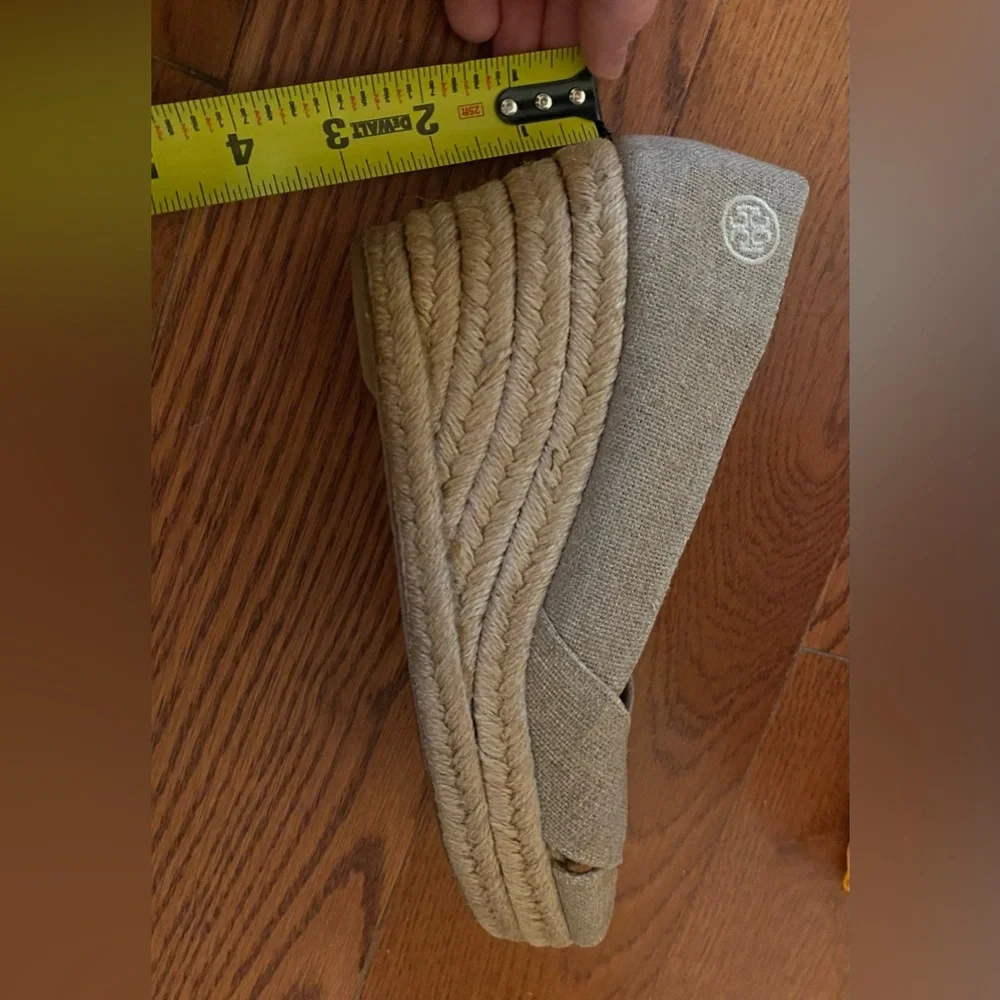 Tory Burch Fillipa Tan Wedges with Peep-Toe Design - Picture 9 of 9